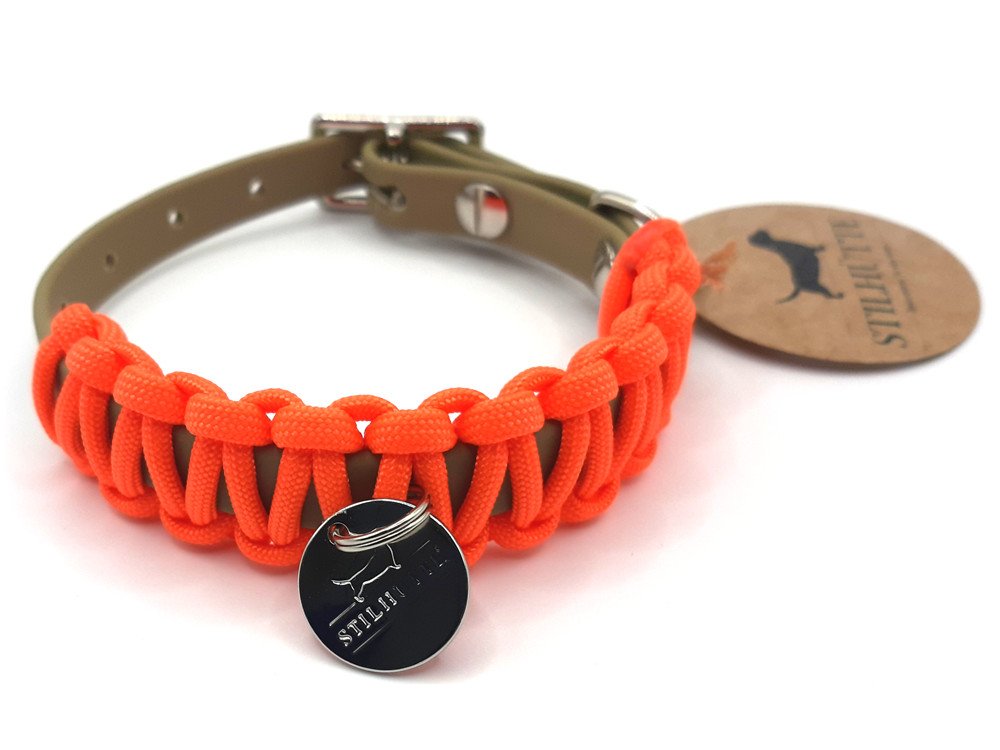 Stilhtte Biothane Paracord Hundehalsband beige/orange XS, 20,55