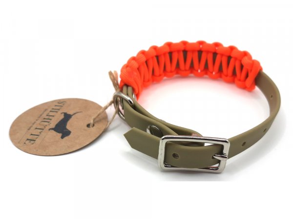 Stilhtte Biothane Paracord Hundehalsband beige/orange XS, 20,55